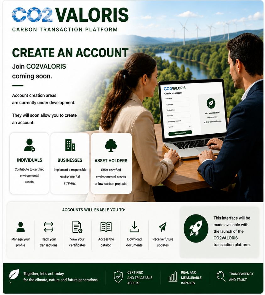 Preview of the future CO2VALORIS account creation area